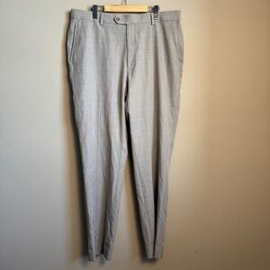 Saddlebred Mens Light Gray Plaid Dress Pants Trousers 38W x 32L Business Formal